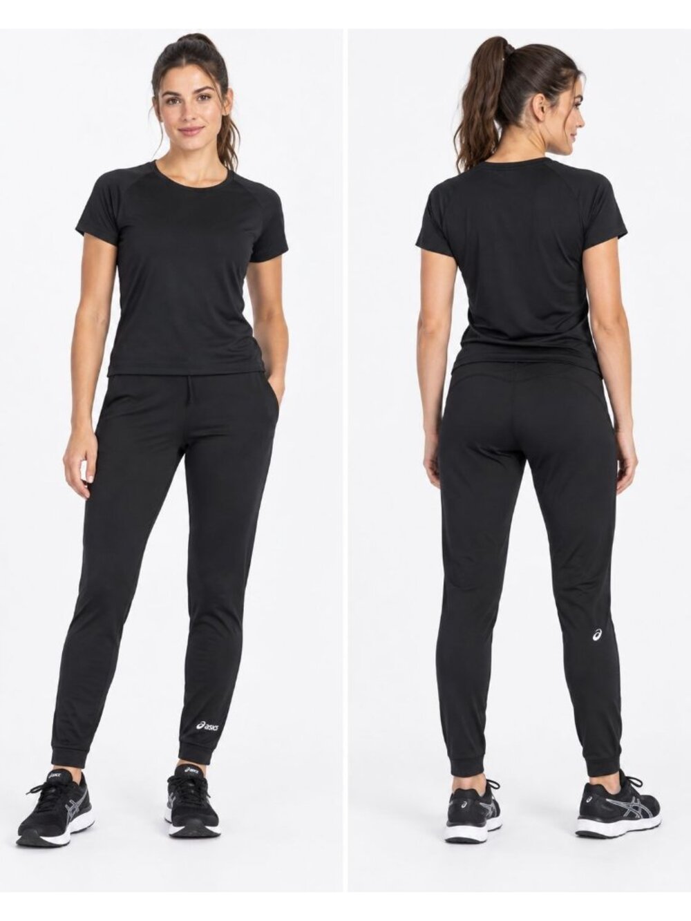 Asics Women Black Full-Length Leggings Stretchy Athletic Pants Medium